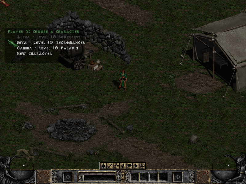 A second player picks a character from the roster